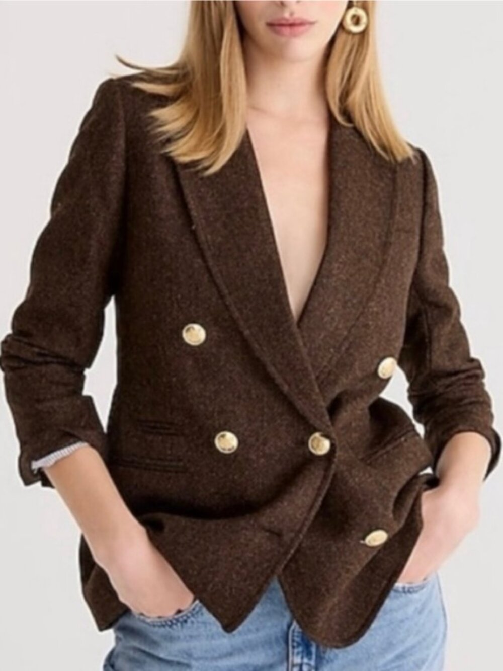 J.Crew Brynn blazer in chocolate herringbone English wool  NWOT